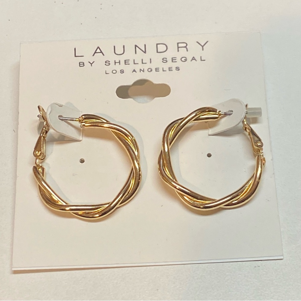 gold-tone twisted hoop earrings Laundry by Shelli Segal NWT
